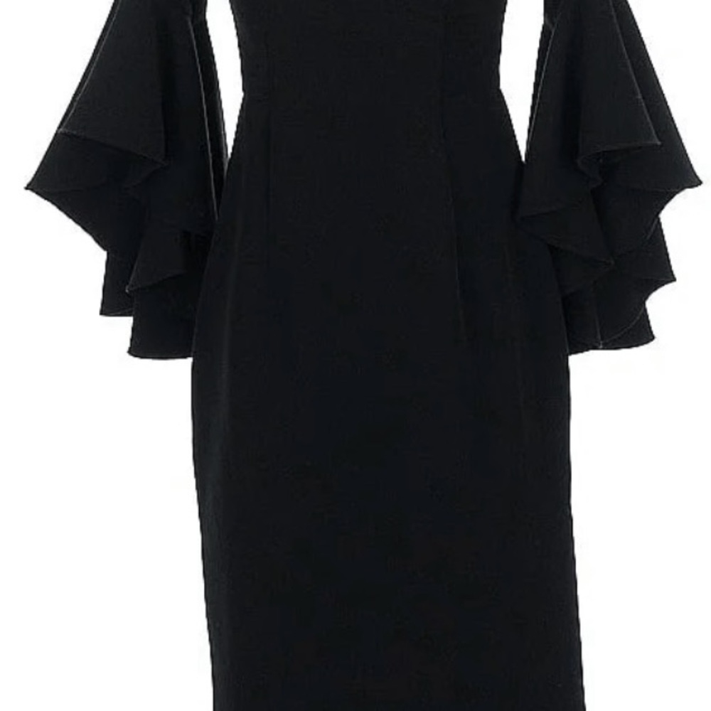 Milly Black Swing Sleeve Cocktail 
Midi Dress Size 2